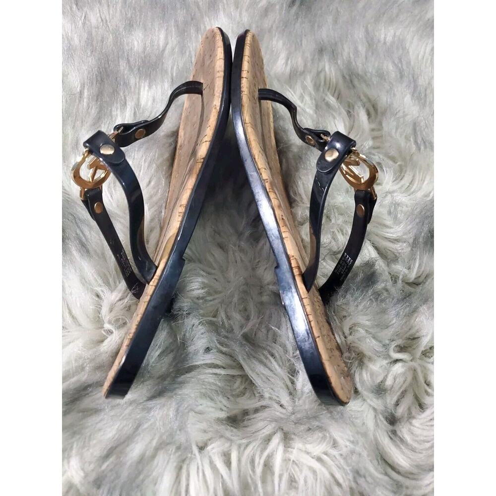 Michael Kors Women's Size 8 leather Thong Flip-Flop Slip On Black Logo Sandals - Picture 9 of 14